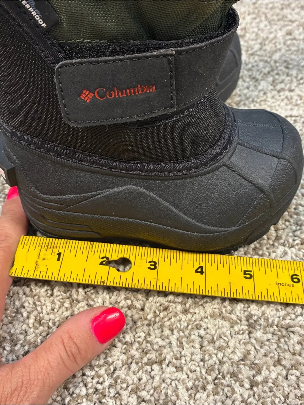 Columbia Kids Olive Green, Black & Orange Snow Boots